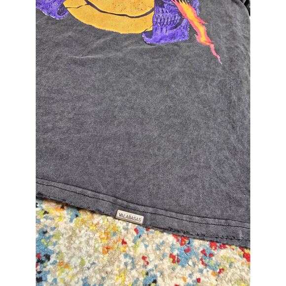 Valabasas Vintage Keep Smiling On The Inside Skull Graphic T-Shirt Medium Black - Picture 6 of 8